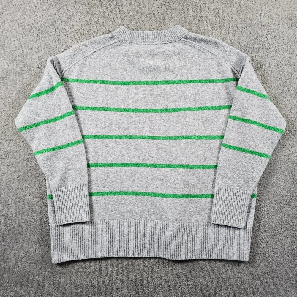 Aerie Striped Oversized Crewneck Sweater Gray‎ Green Small